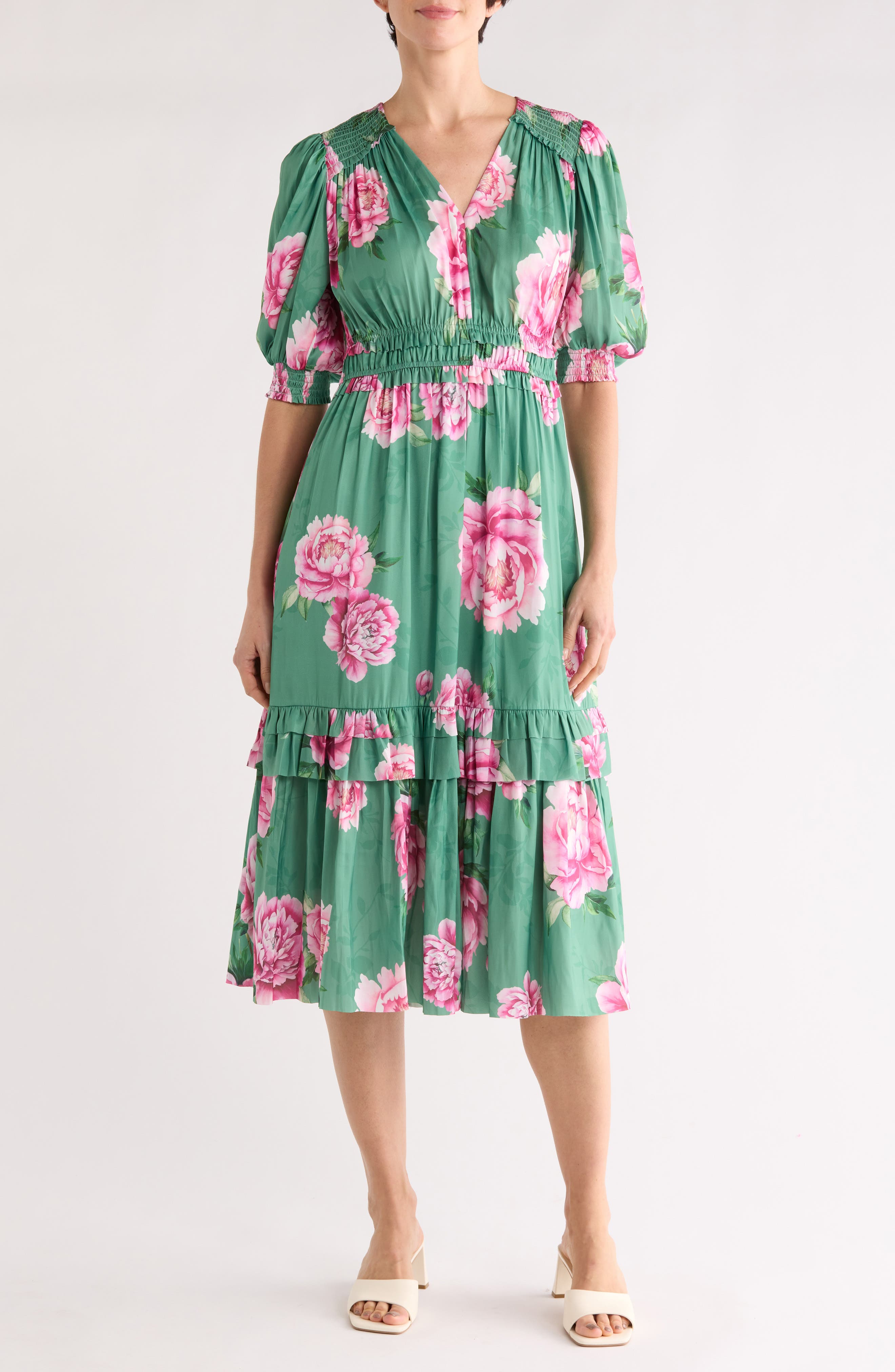 T Tahari Floral Fit & Flare Dress