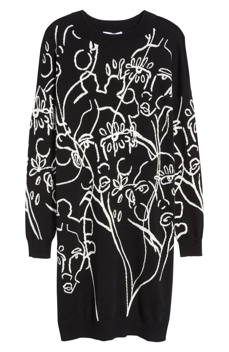 Nordstrom Cristina Martinez Intarsia Floral Long Sleeve Sweater Dress, Alternate, color,