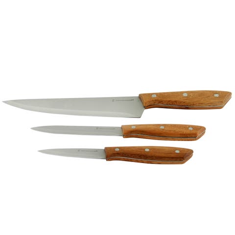 Seward 3 Piece Stainless Steel Cutlery Set with Wood Handles