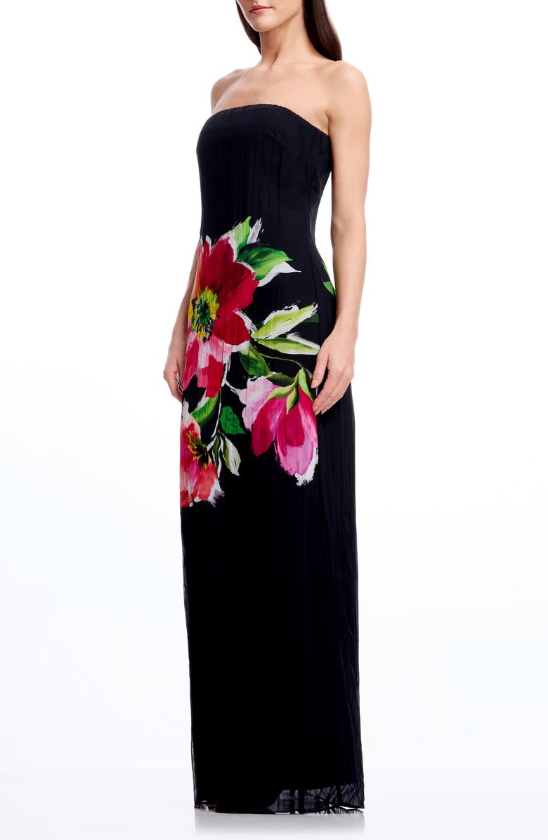 Dress the Population Linda Floral Strapless Gown, Alternate, color, Black Multi
