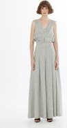 Gizia Green Belted Wide-Leg Linen Trousers