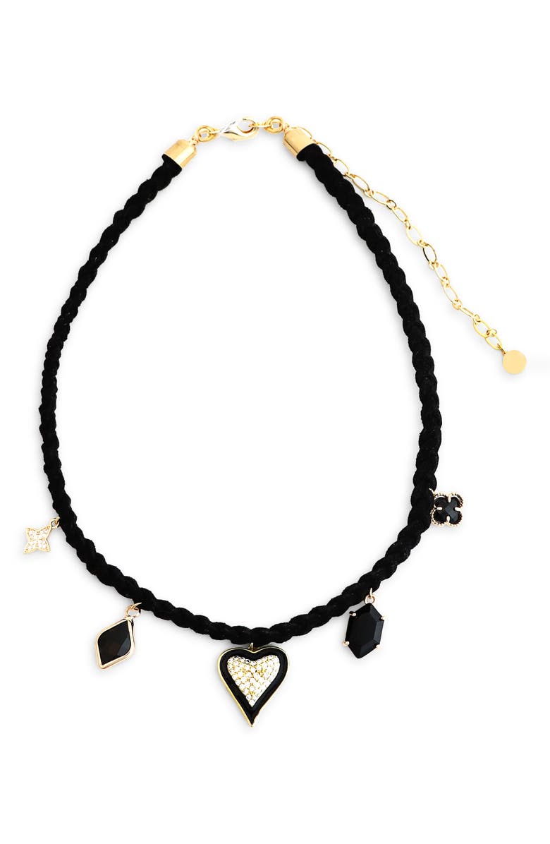 Panacea Suede Charms Necklace, Main, color, Black