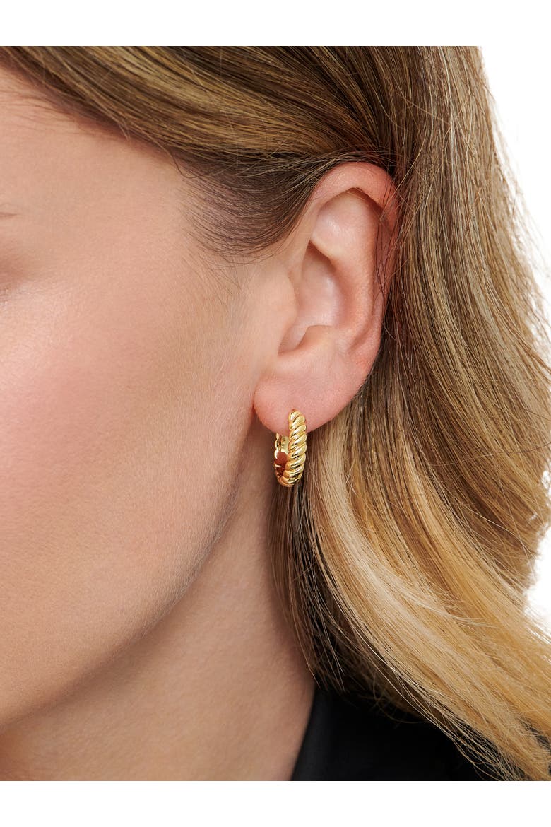 Rope Hoop Earrings in Gold Plated Sterling Silver, Alternate, color, Yellow Gold