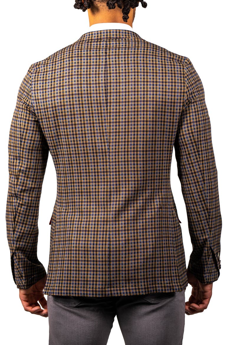 Gingham Unconstructed Knit Blazer, Alternate, color, BROWN/  YELLOW