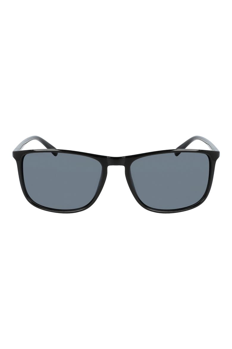56mm Polarized Square Sunglasses, Main, color, BLACK
