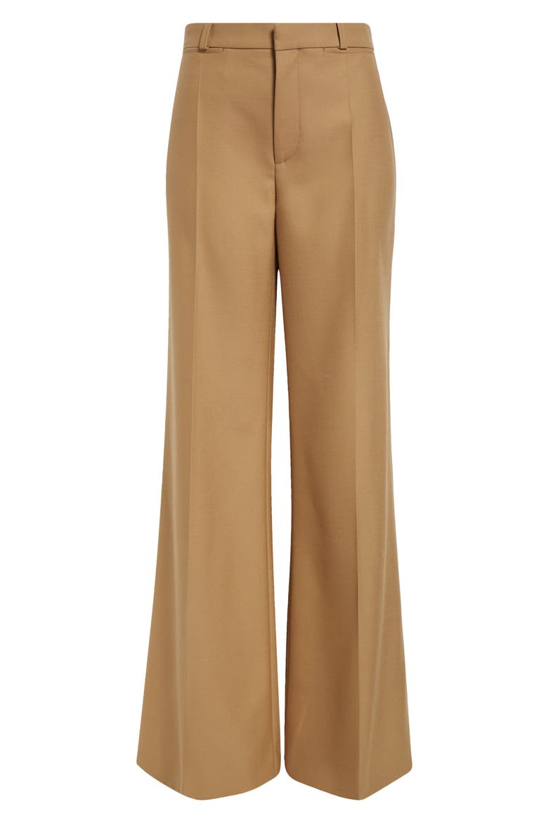 Wool Grain de Poudre Flare Leg Pants, Alternate, color, NUT