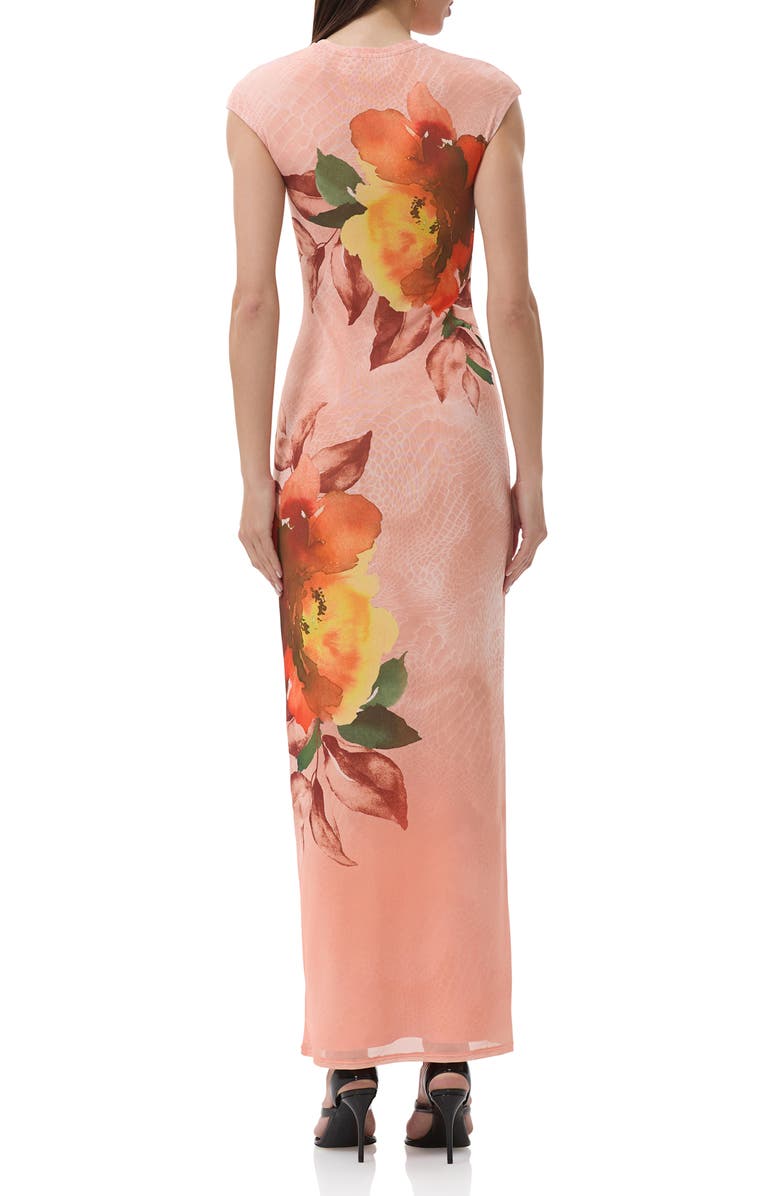 AFRM Cody Print Cap Sleeve Mesh Maxi Dress, Alternate, color, Snake Bloom