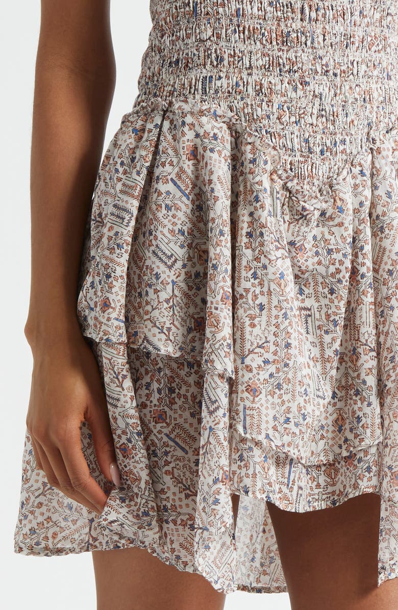 Isabel Marant Étoile Anka Shirred Tiered Convertible Cotton Voile Minidress, Alternate, color, Ecru