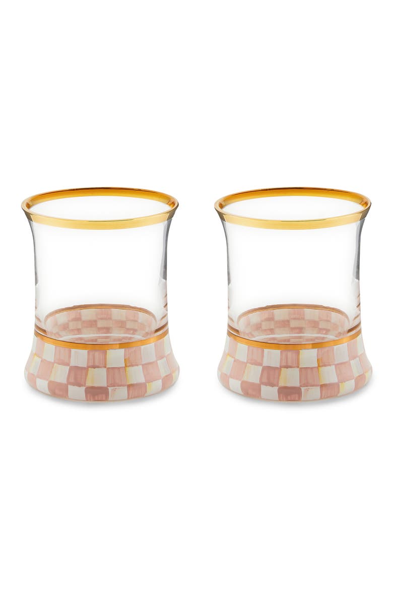 Rosy Check Set of 2 Tumblers, Main, color, PINK/ WHITE