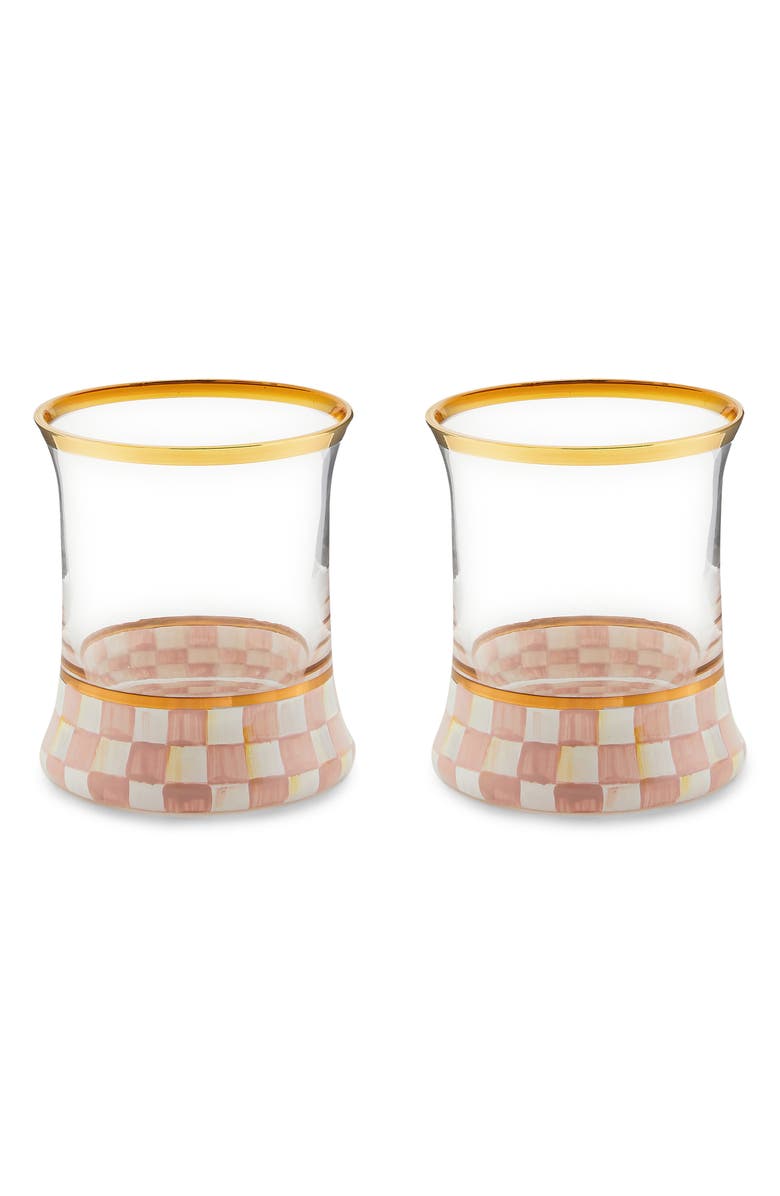 MACKENZIE CHILDS Rosy Check Set of 2 Tumblers, Main, color, Pink/ White