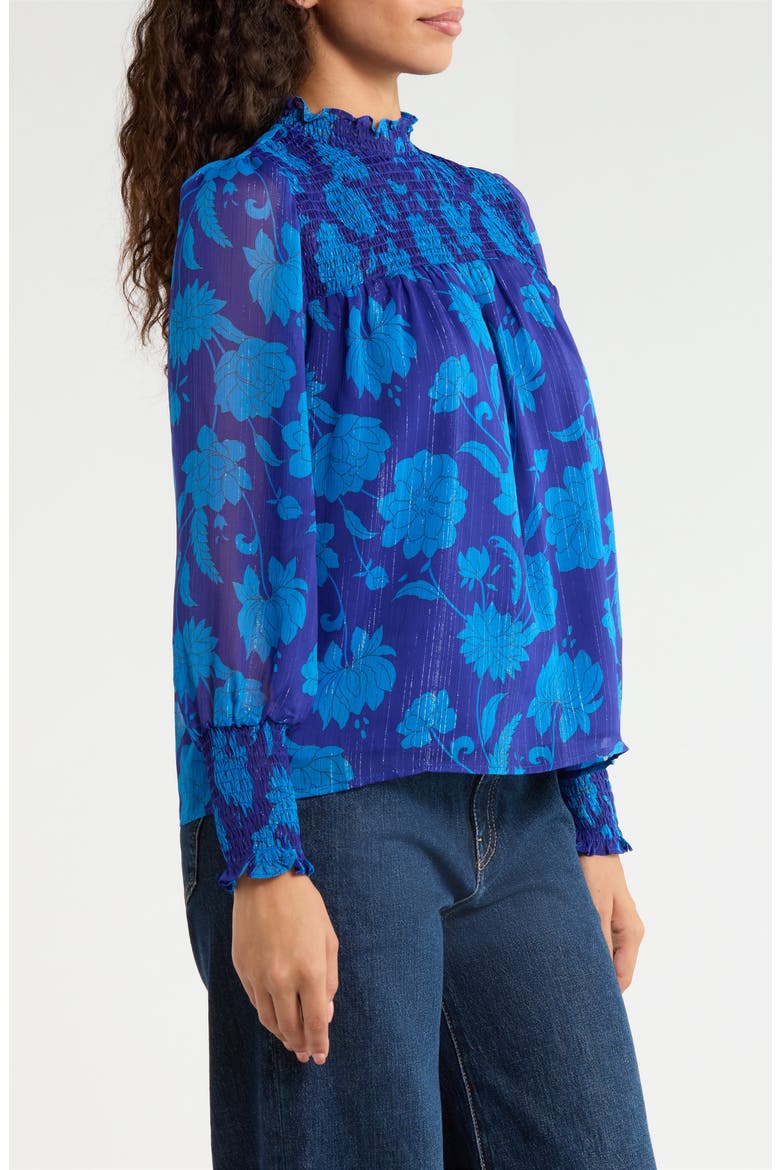 Sunnie Floral Smocked Top, Alternate, color, NAVY-MULTI