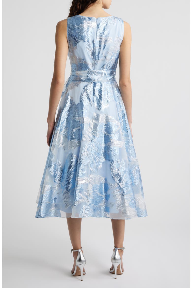 Metallic Jacquard Wrap Bodice Cocktail Dress, Alternate, color, PERIWINKLE