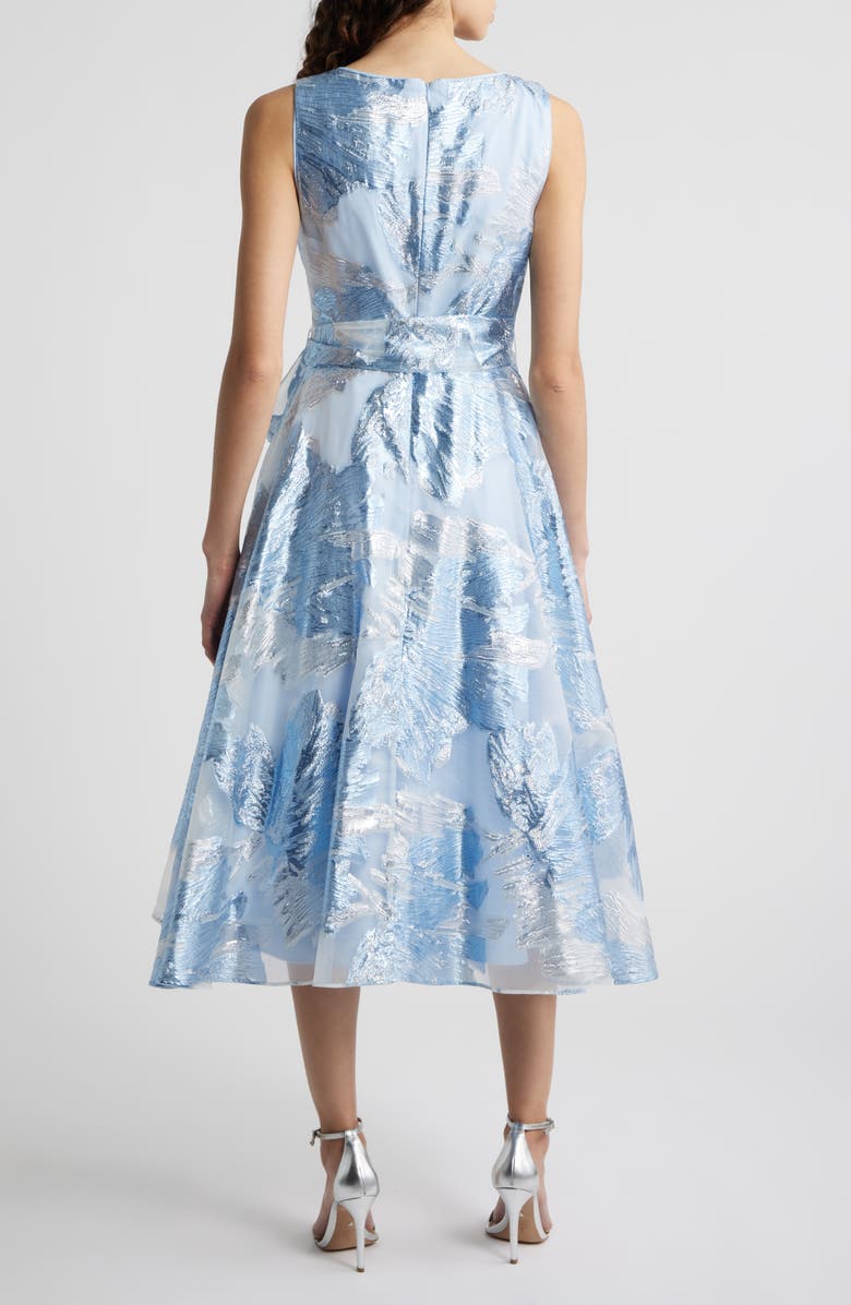 Eliza J Metallic Jacquard Wrap Bodice Cocktail Dress, Alternate, color, Periwinkle