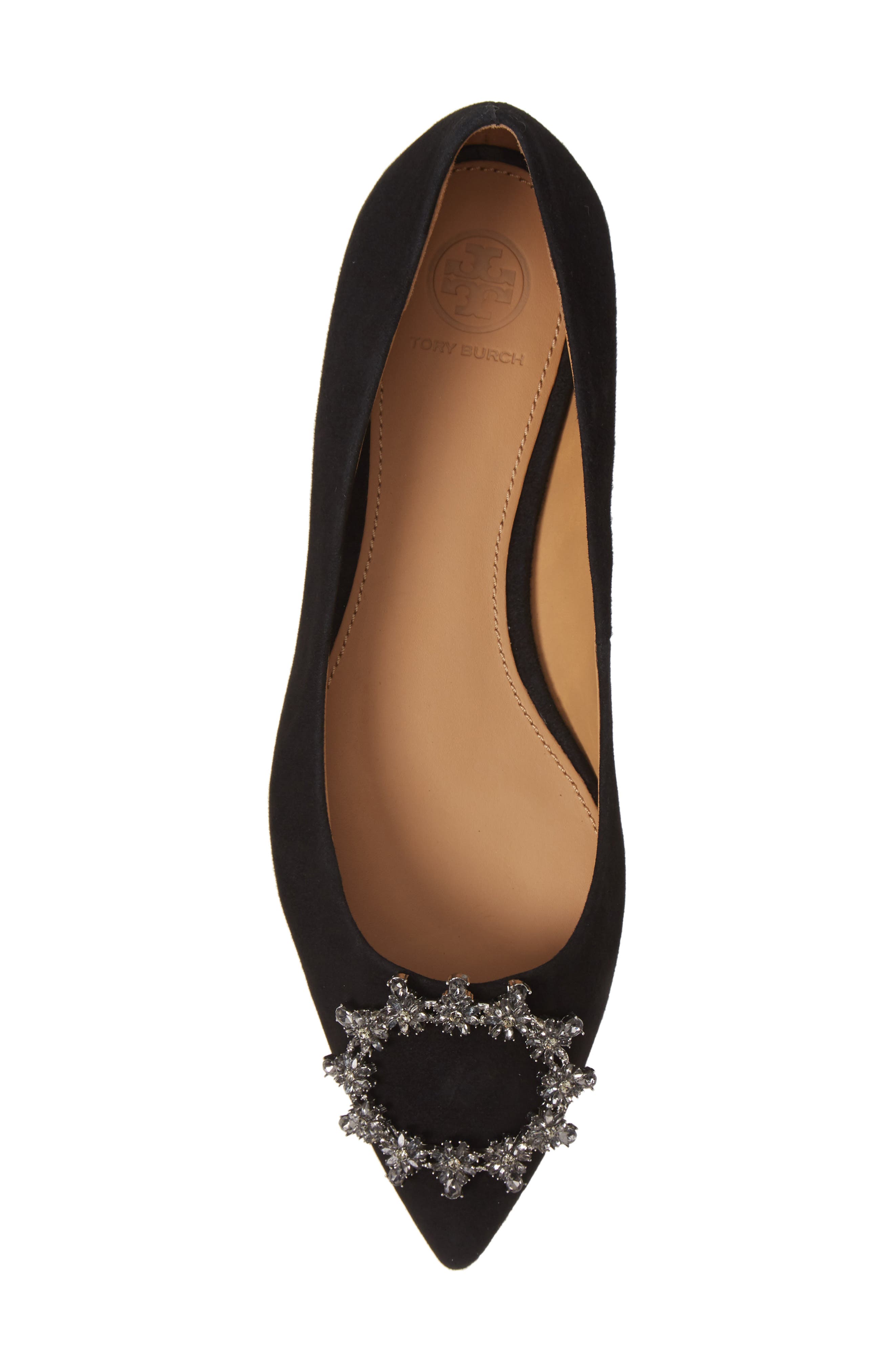 Tory Burch Crystal Buckle Flat, Alternate, color, 