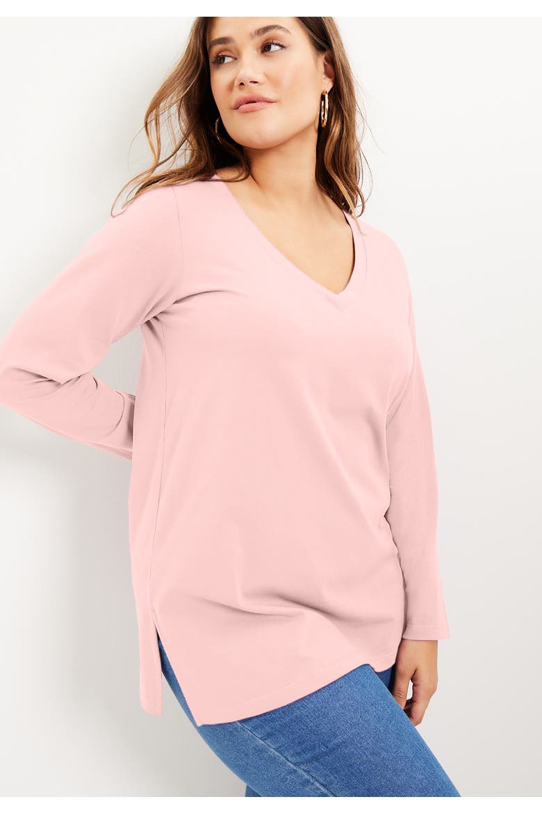 Long Sleeve V Neck One + Only Tunic, Alternate, color, BLACK