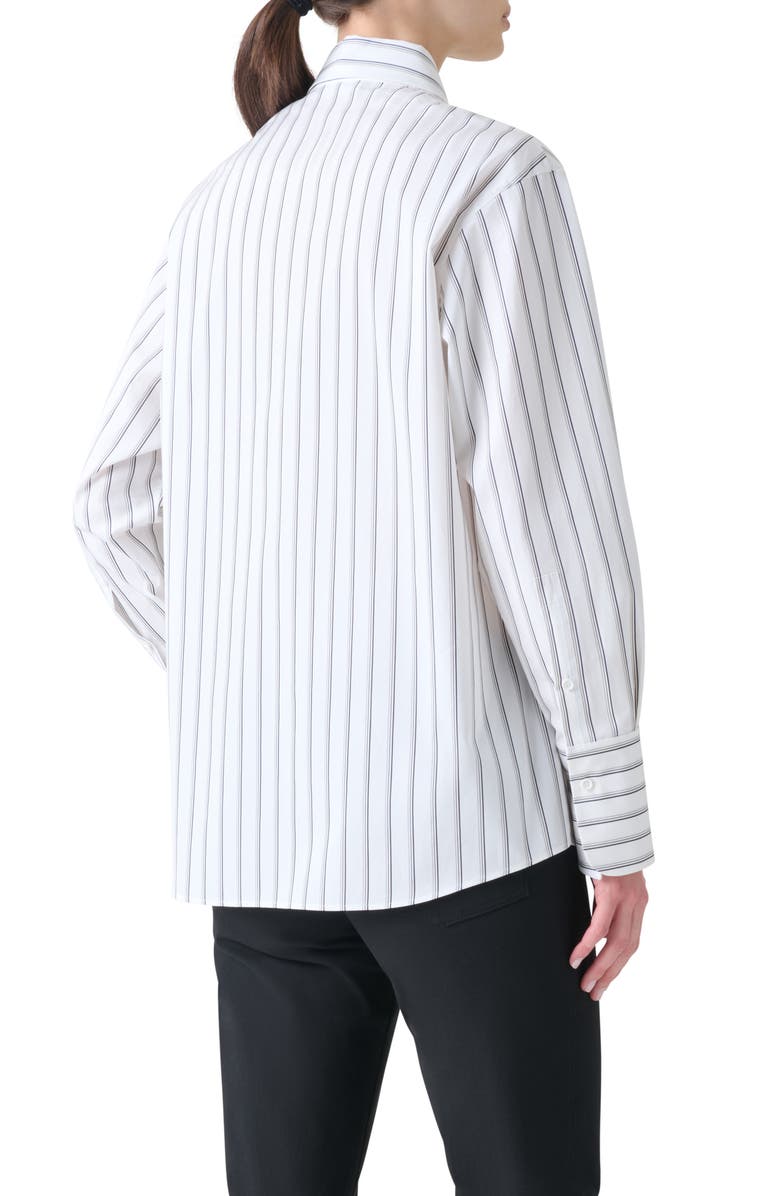Akris punto Stripe Button-Down Shirt, Alternate, color, Cream-Black