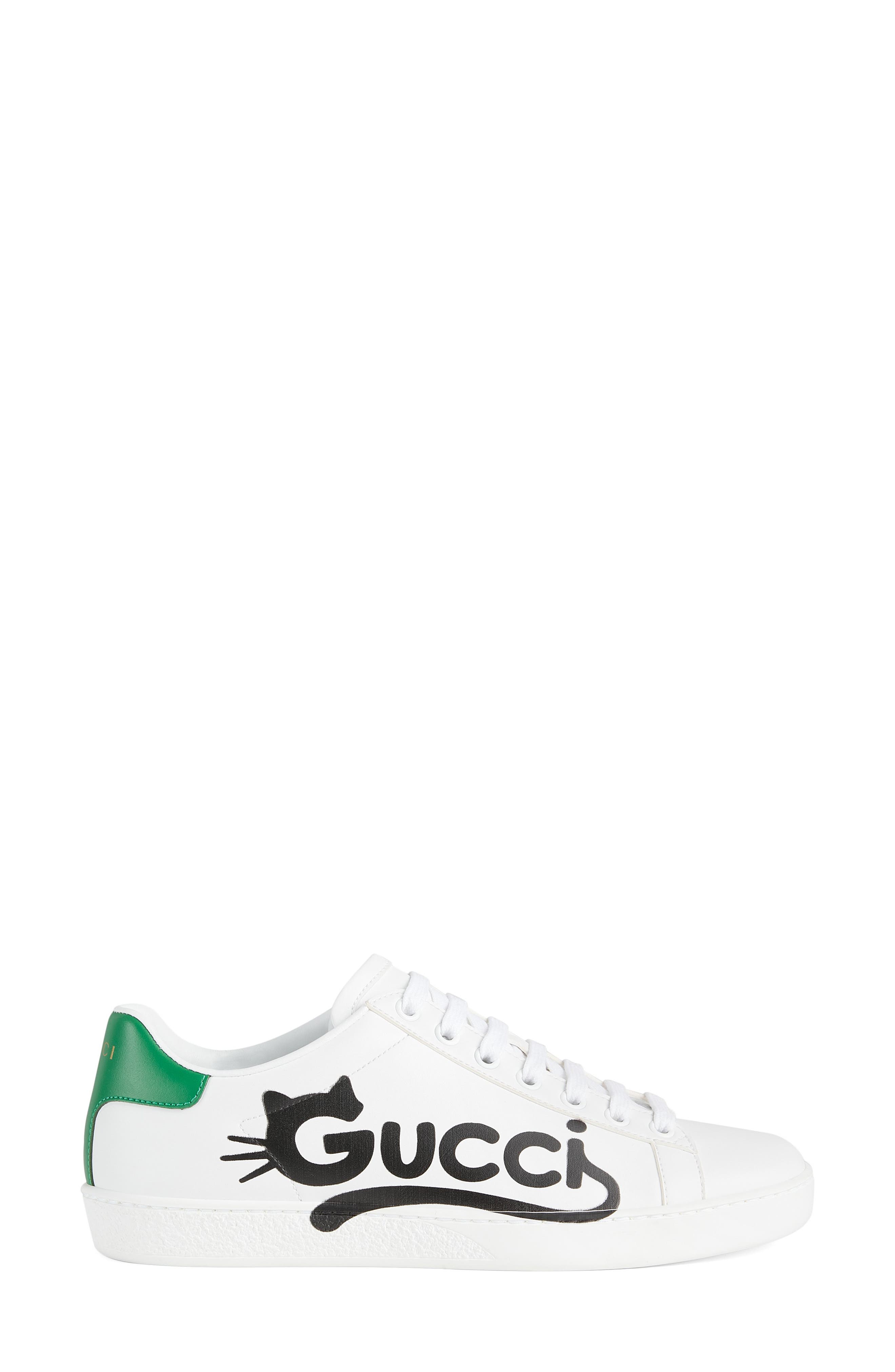 Gucci Ace Cat Logo Low Top Sneaker, Alternate, color, 