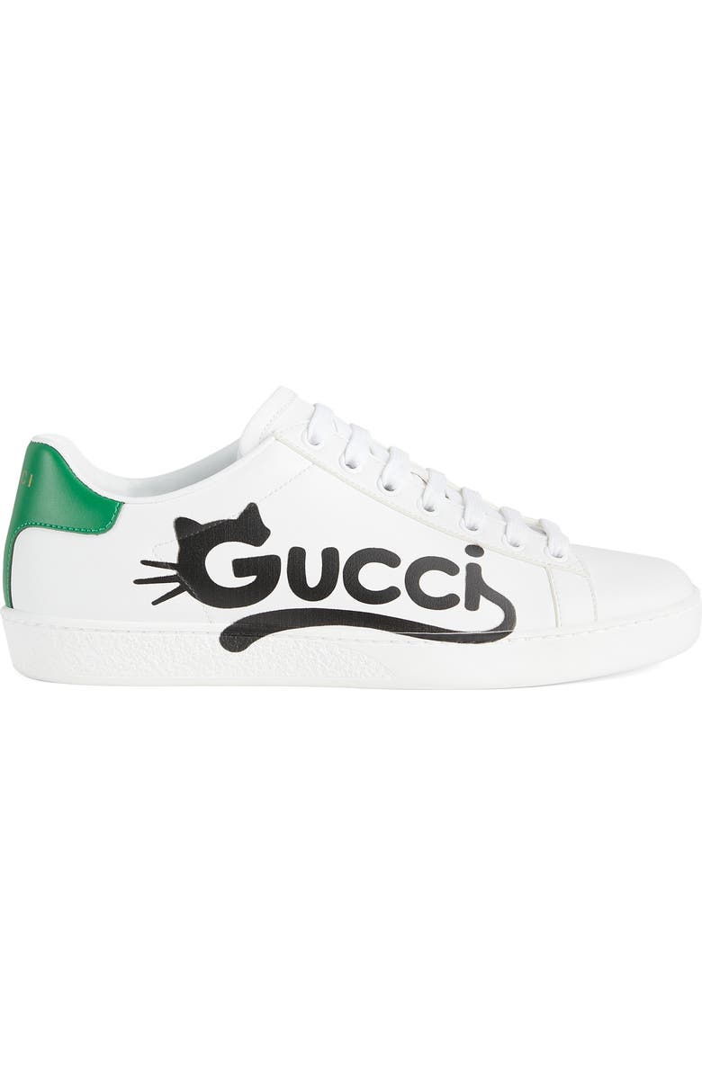 Gucci Ace Cat Logo Low Top Sneaker, Alternate, color,