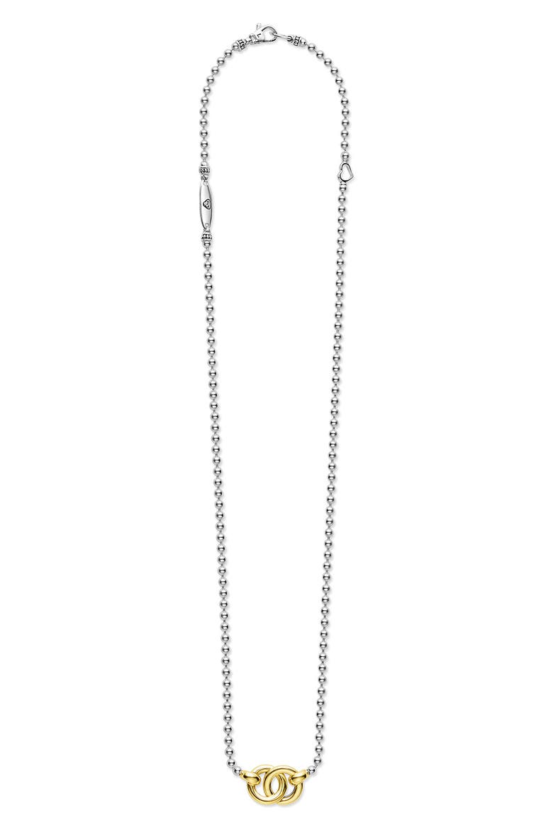 Two-Tone Interlocking Circle Pendant Ball Chain Necklace, Alternate, color, TWO-TONE