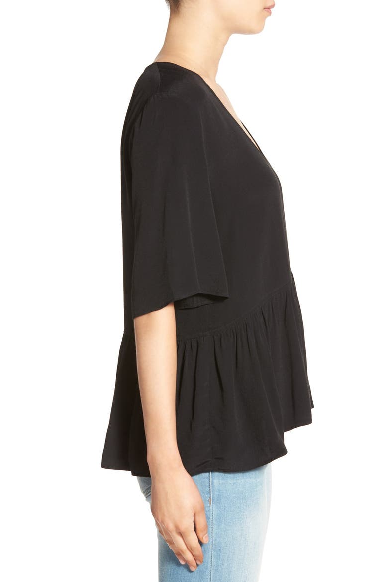 V-Neck Peplum Tee, Alternate, color, BLACK