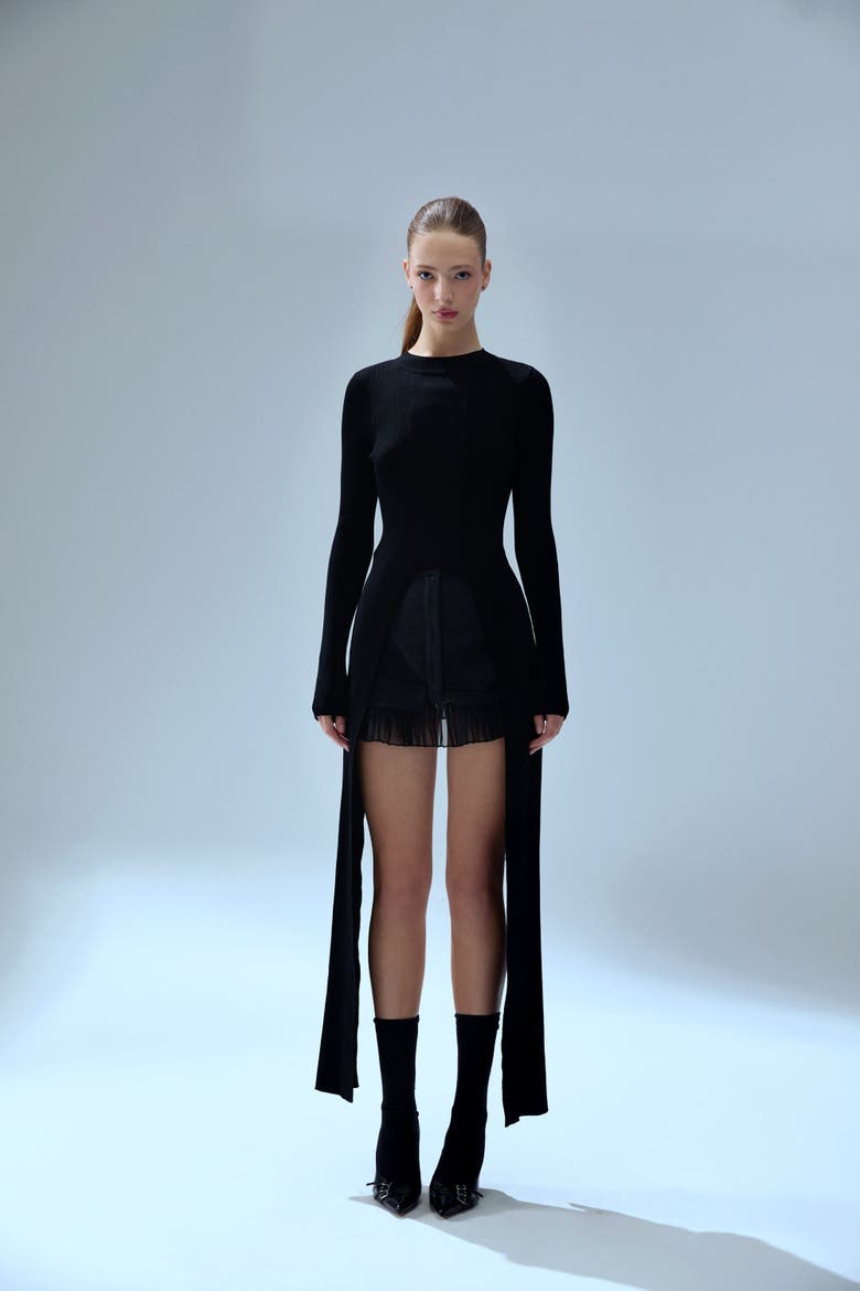 Tailed Knit Top, Alternate, color, black