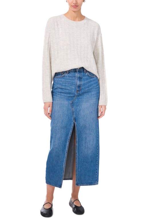 1.state Mixed Stitch Crewneck Sweater In Silver Heather