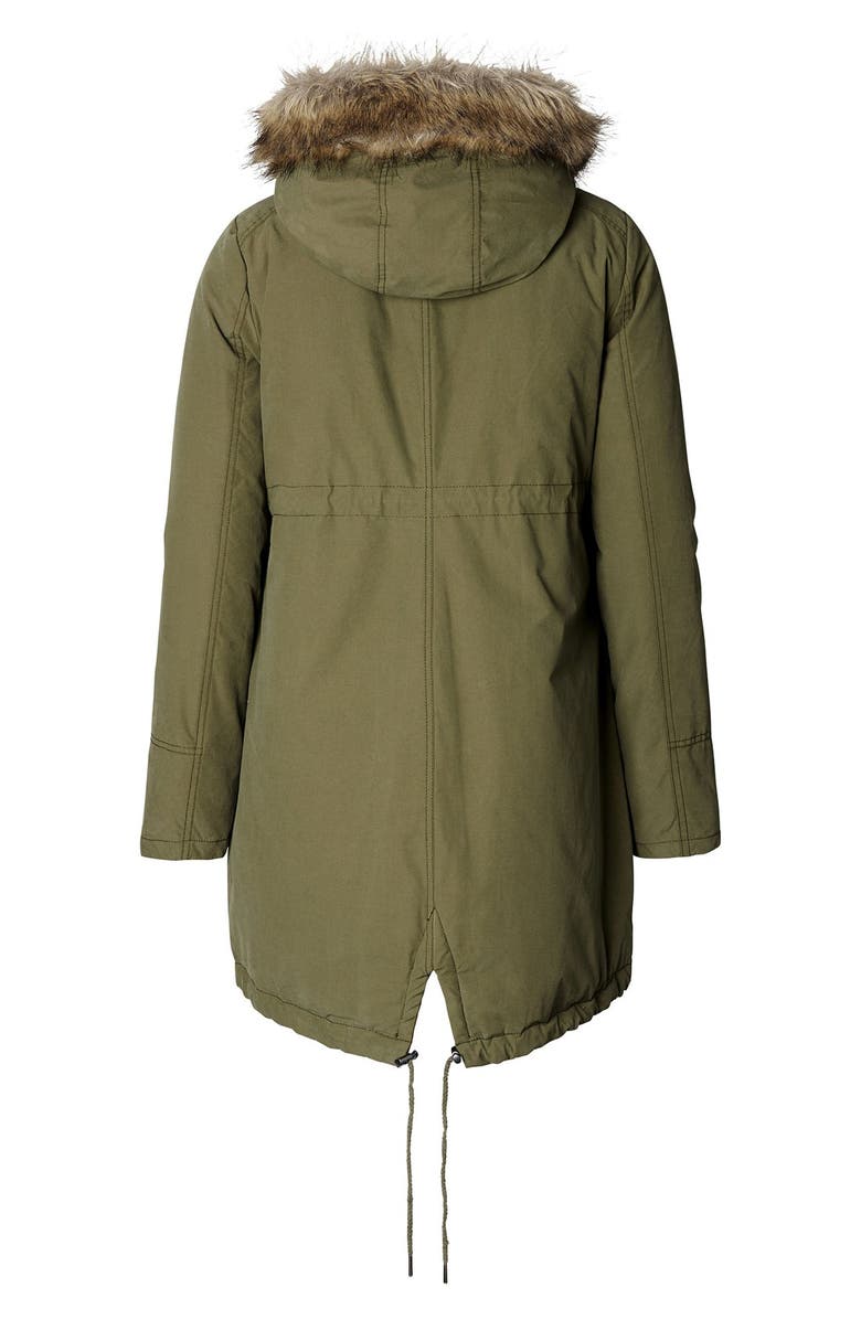 Noppies Malin Maternity Jacket with Faux Fur Trim, Alternate, color,