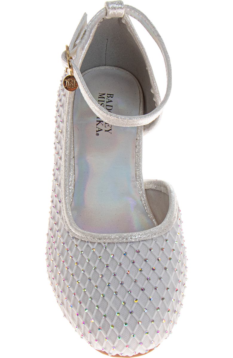 Badgley Mischka Collection Kids' Ankle Strap Half D'Orsay Pump, Alternate, color, White