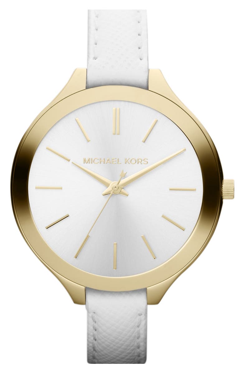 MICHAEL Michael Kors Michael Kors 'Slim Runway' Leather Strap Watch, 42mm, Main, color,
