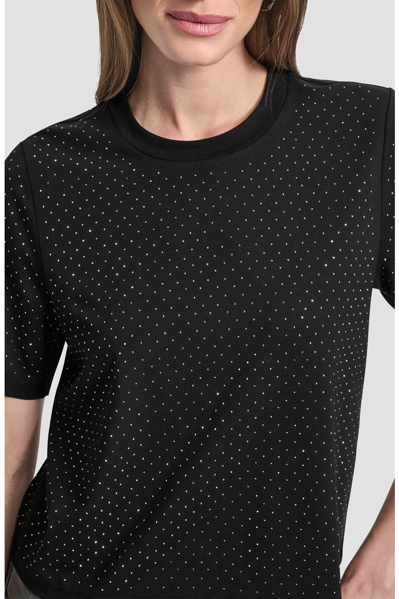 Studded Cotton Blend T-Shirt, Alternate, color, BLACK