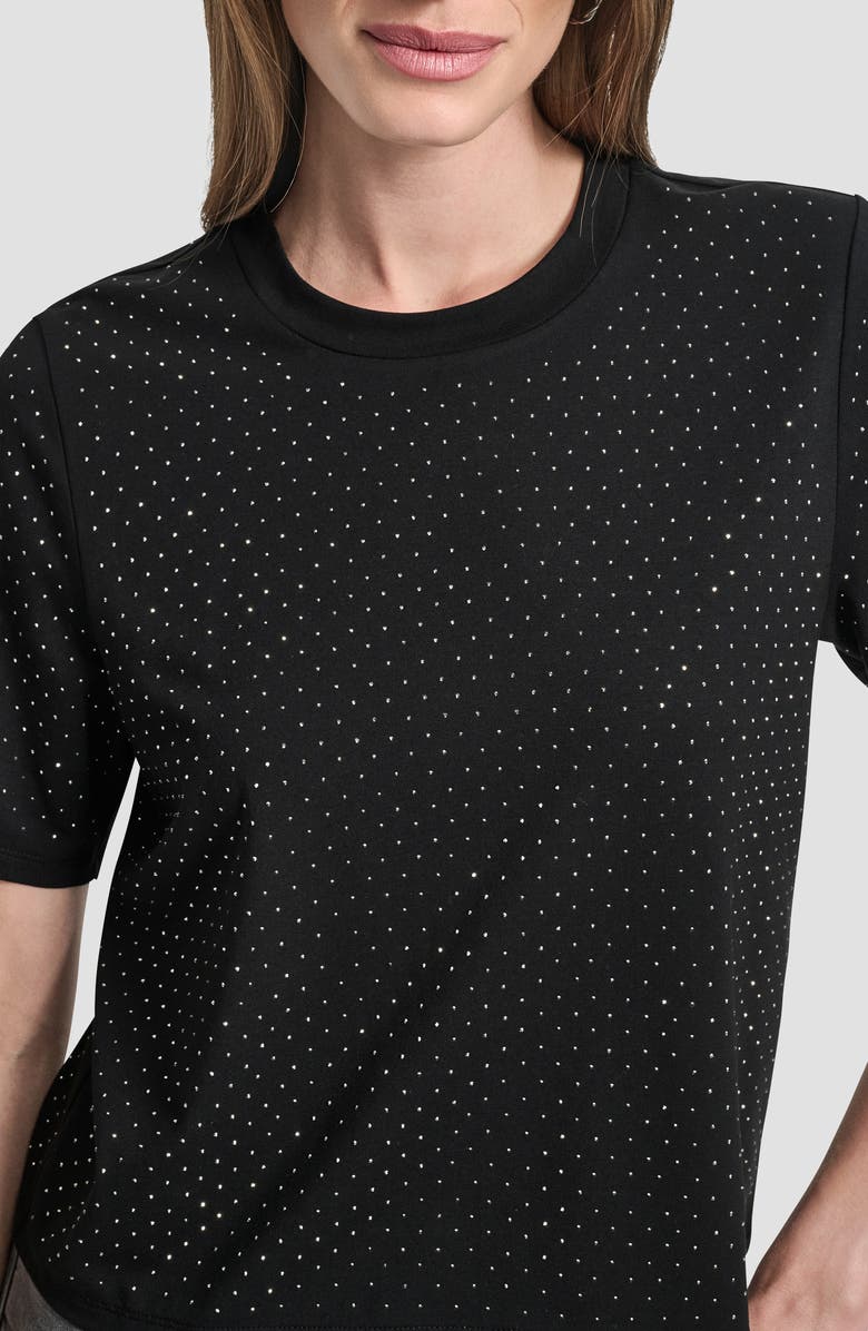DKNY Studded Cotton Blend T-Shirt, Alternate, color, Black