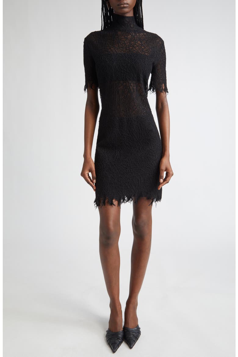 Cobweb Lace Minidress, Main, color, BLACK