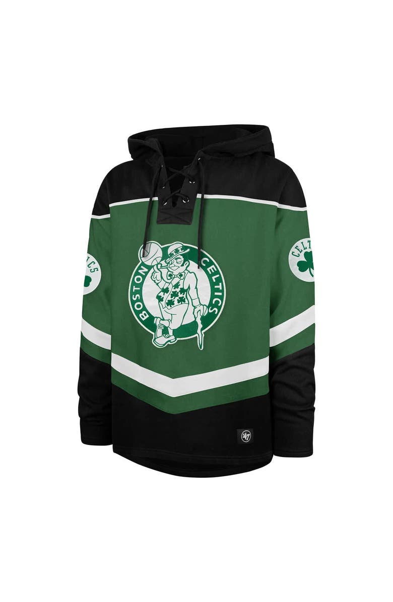 '47 Men's '47 Kelly Green Boston Celtics Oversized Tri-Satin Layup Lacer Pullover Hoodie, Alternate, color, 