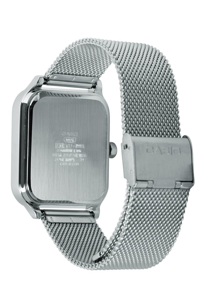 Moonphase Mesh Strap Watch, 44.5mm x 34mm, Alternate, color, SILVER