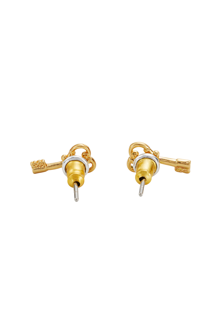 Key Stud Earrings, Alternate, color, Gold