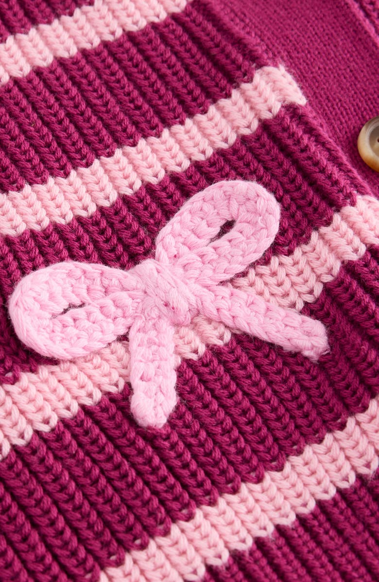 NEXT Kids' Bow Detail Stripe Cardigan, Alternate, color, Pink