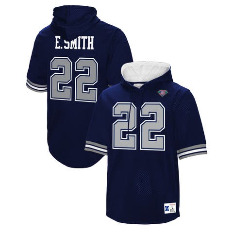 Men's Mitchell & Ness Emmitt Smith Navy Dallas Cowboys Retired Player Mesh Name & Number Hoodie T-Shirt