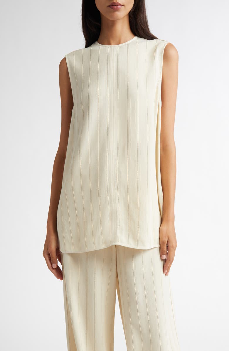TOTEME Textured Stripe Sleeveless Top, Main, color, Ecru