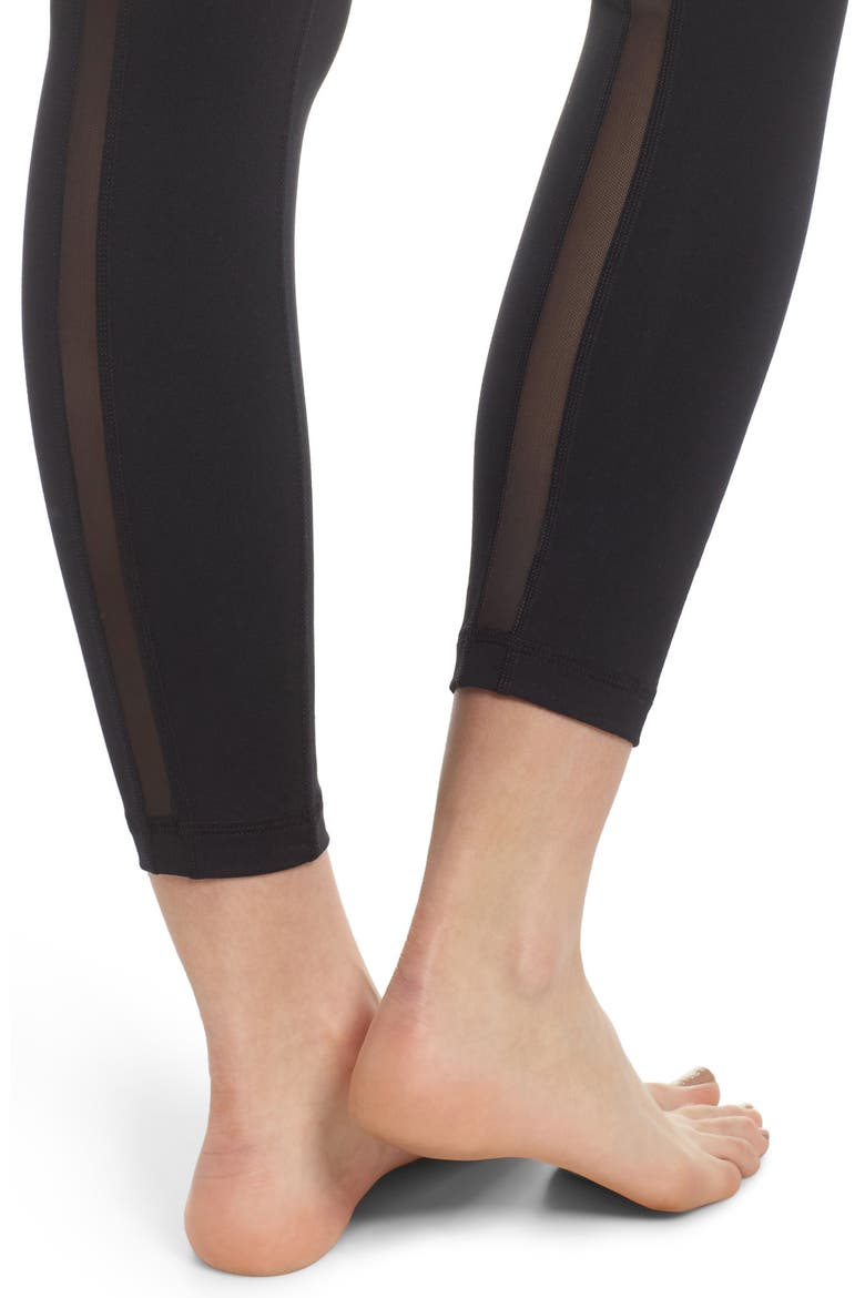Lightweight High Waist Midi Leggings, Alternate, color, BLACK