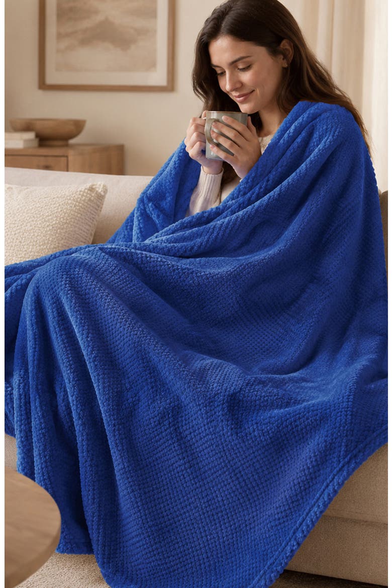 Popcorn Textured Throw Blanket, Alternate, color, NAVY