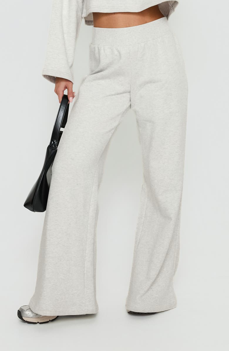 Princess Polly Peaks Wide Leg Sweatpants, Alternate, color, Snow Marle