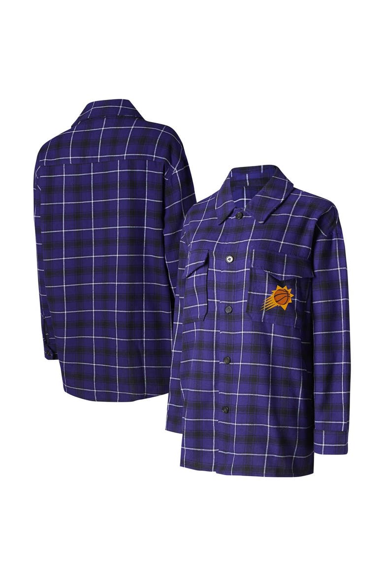 Women's College Concepts Purple/Black Phoenix Suns Boyfriend Button-Up Nightshirt, Main, color, Purple