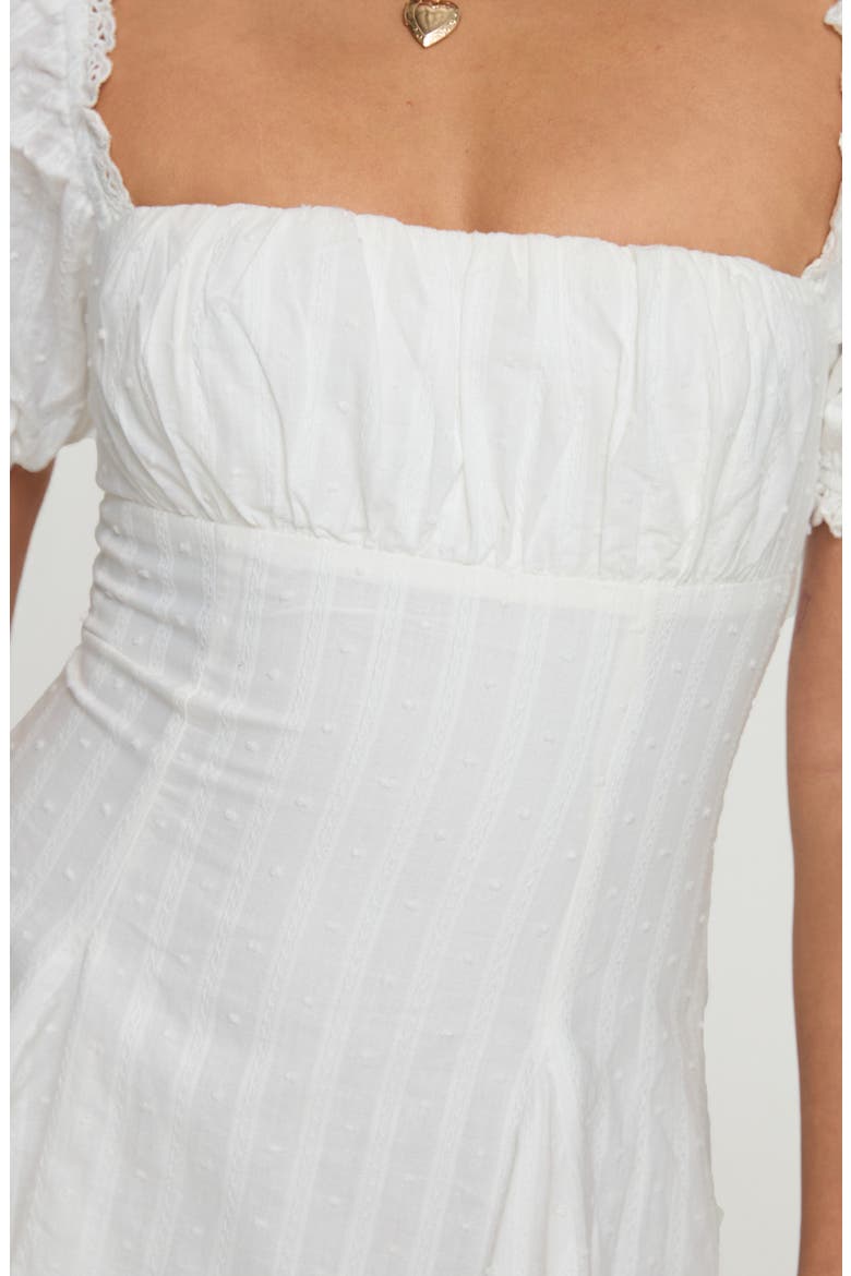 Rabatia Swiss Dot & Tonal Stripe Cotton Minidress, Alternate, color, WHITE