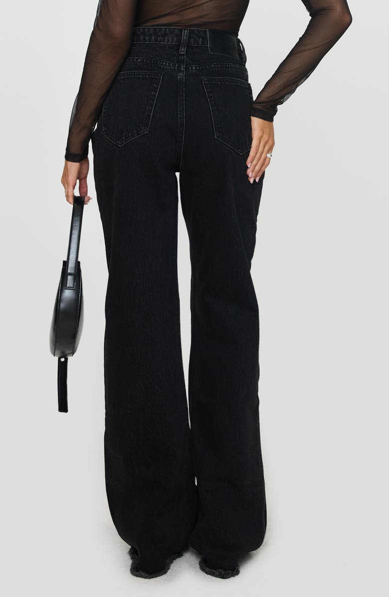 Princess Polly Carey High Waist Wide Leg Denim Jeans, Alternate, color, Black