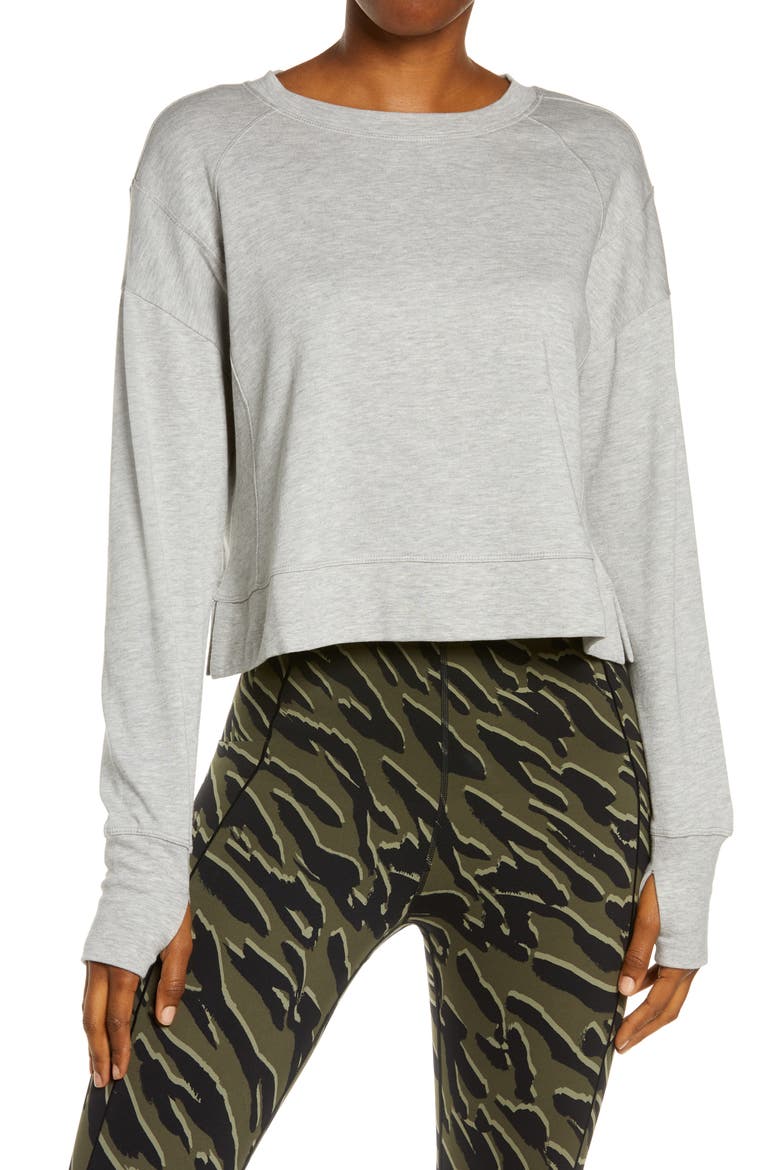 After Class Cotton Blend Crop Sweatshirt, Main, color, LIGHT GREY MARL