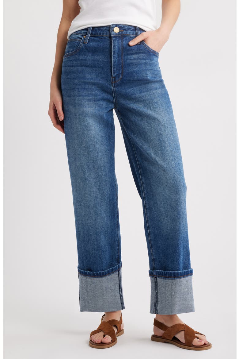 Sienna Cuffed High Waist Wide Leg Jeans, Main, color, ALERT