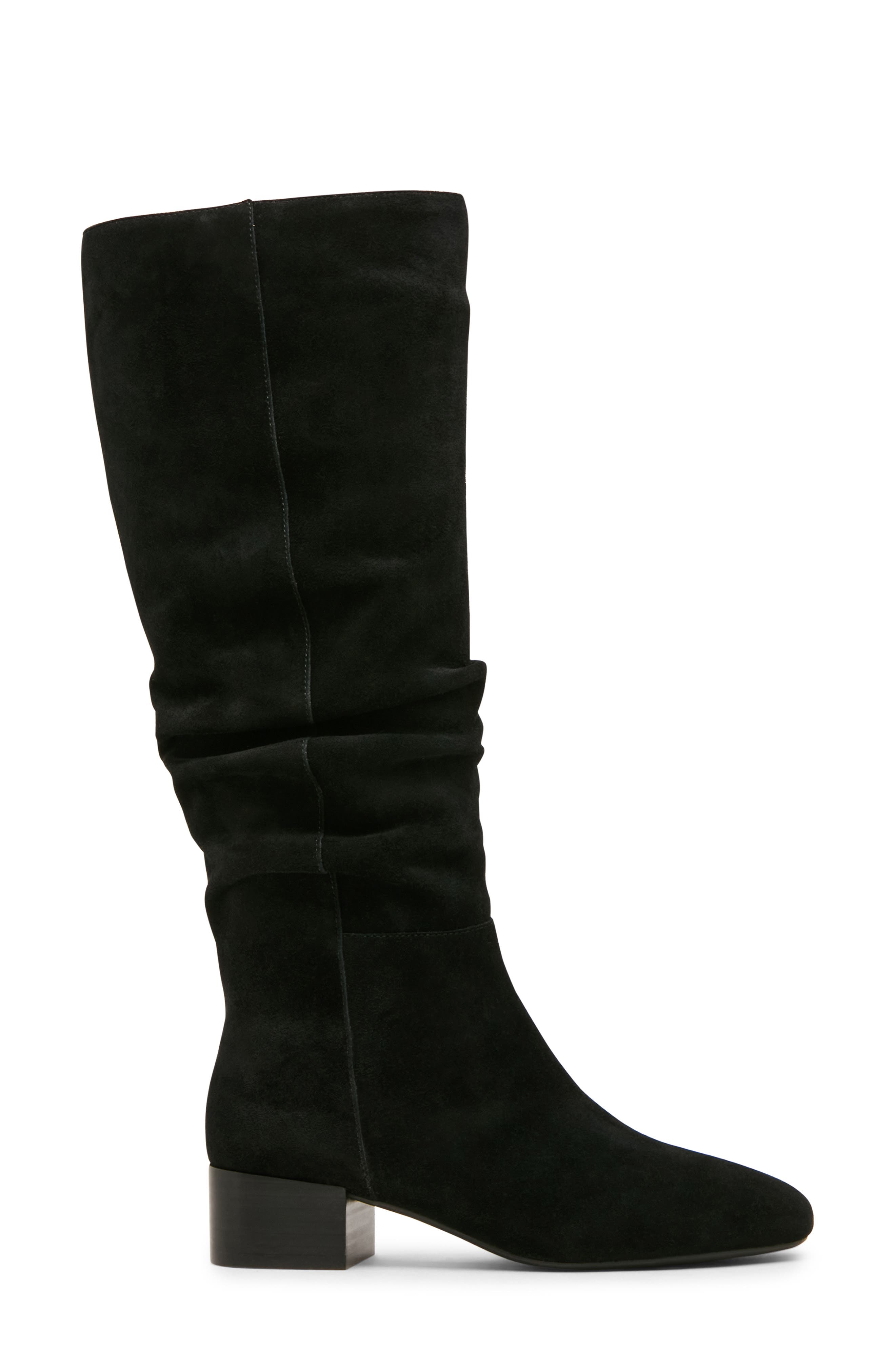 Hannah Waterproof Scrunch Knee High Boot, Alternate, color, BLACK SUEDE