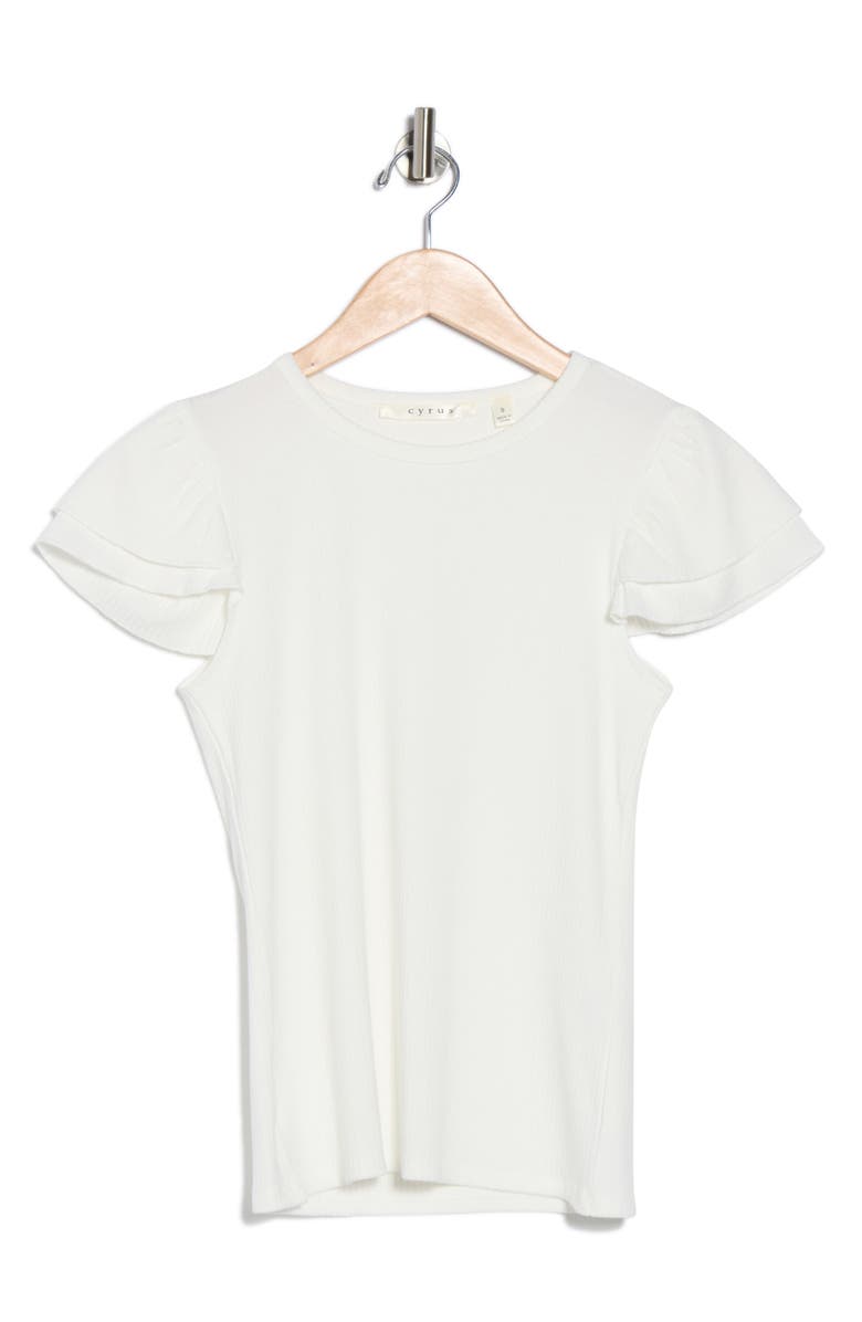 CYRUS Cap Sleeve Rib Top, Alternate, color, Bone