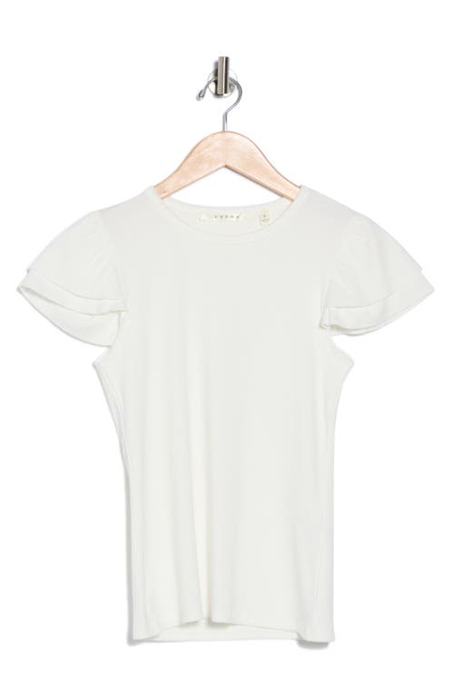 Cyrus Cap Sleeve Rib Top In White