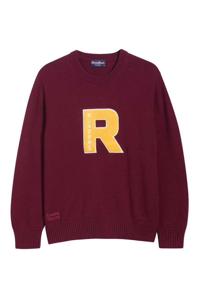 Chenille Patch Cotton Sweater, Main, color, BURGUNDY